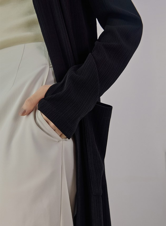 舒適坑條長版外套